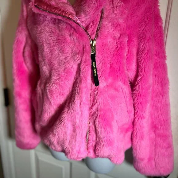 NWT Gorgeous Juicy Couture Faux Fur Hot Pink Coat XS - Picture 3 of 12